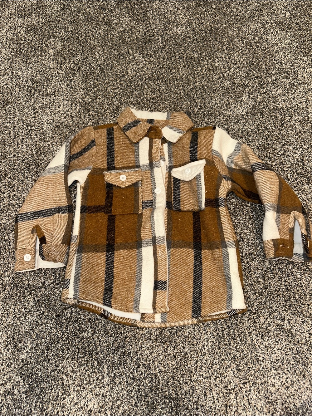 Kids Brown Plaid Shacket Jacket - Unbranded